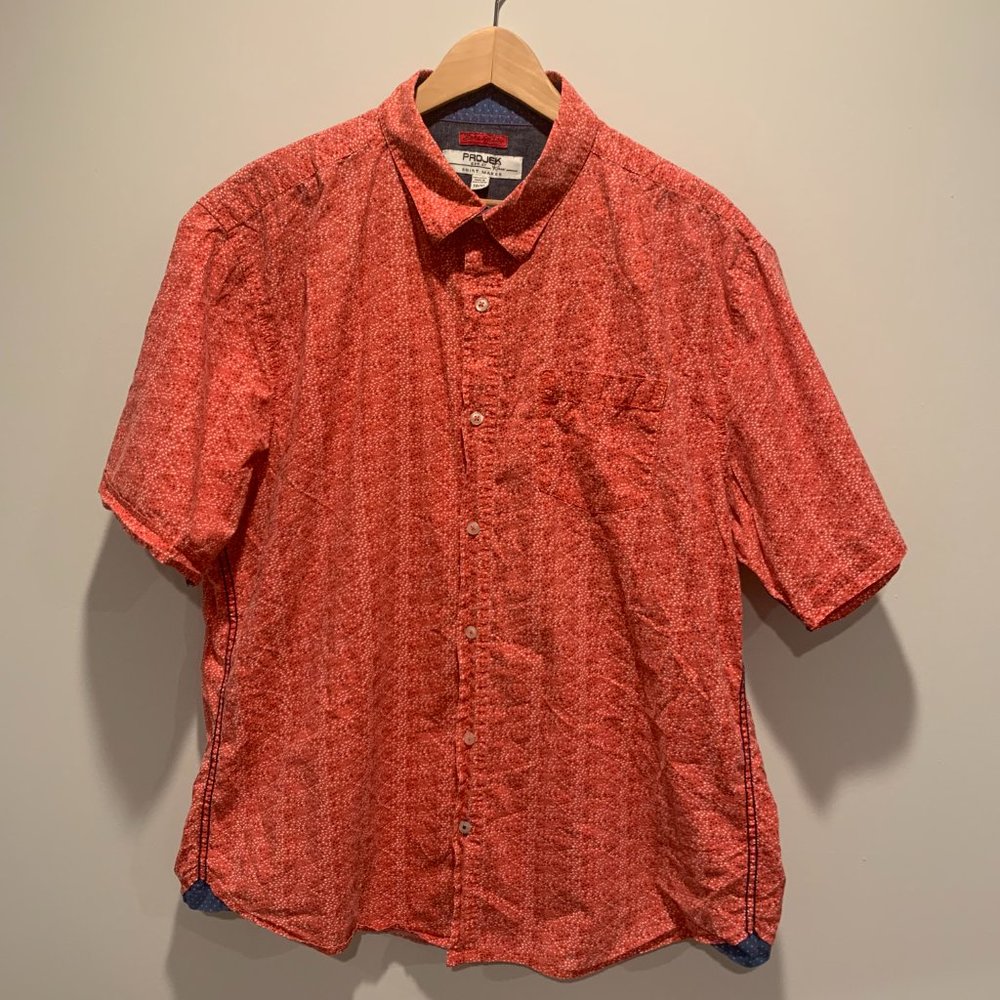 Red  Patterned Projek Raw casual button up shirt, XL